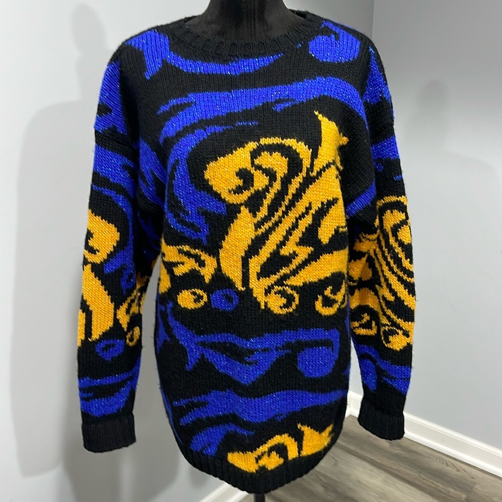 Vintage 1990s Needleworks wool pullover sweater size large colorful
